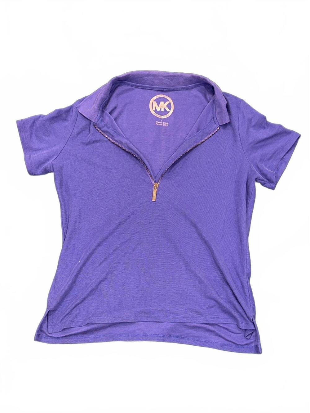 Men's Large Michael Kors Blue Short Sleeve Zipped Shirt